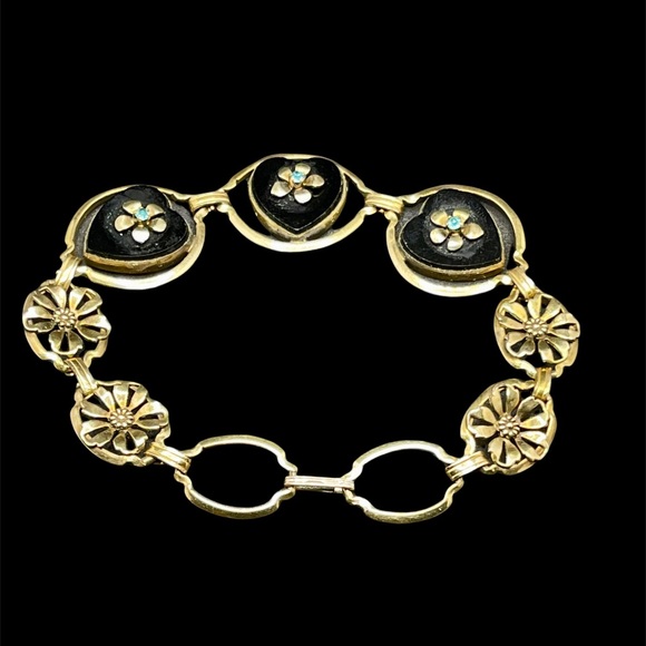Victorian gold and onyx heart bracelet - Picture 5 of 9